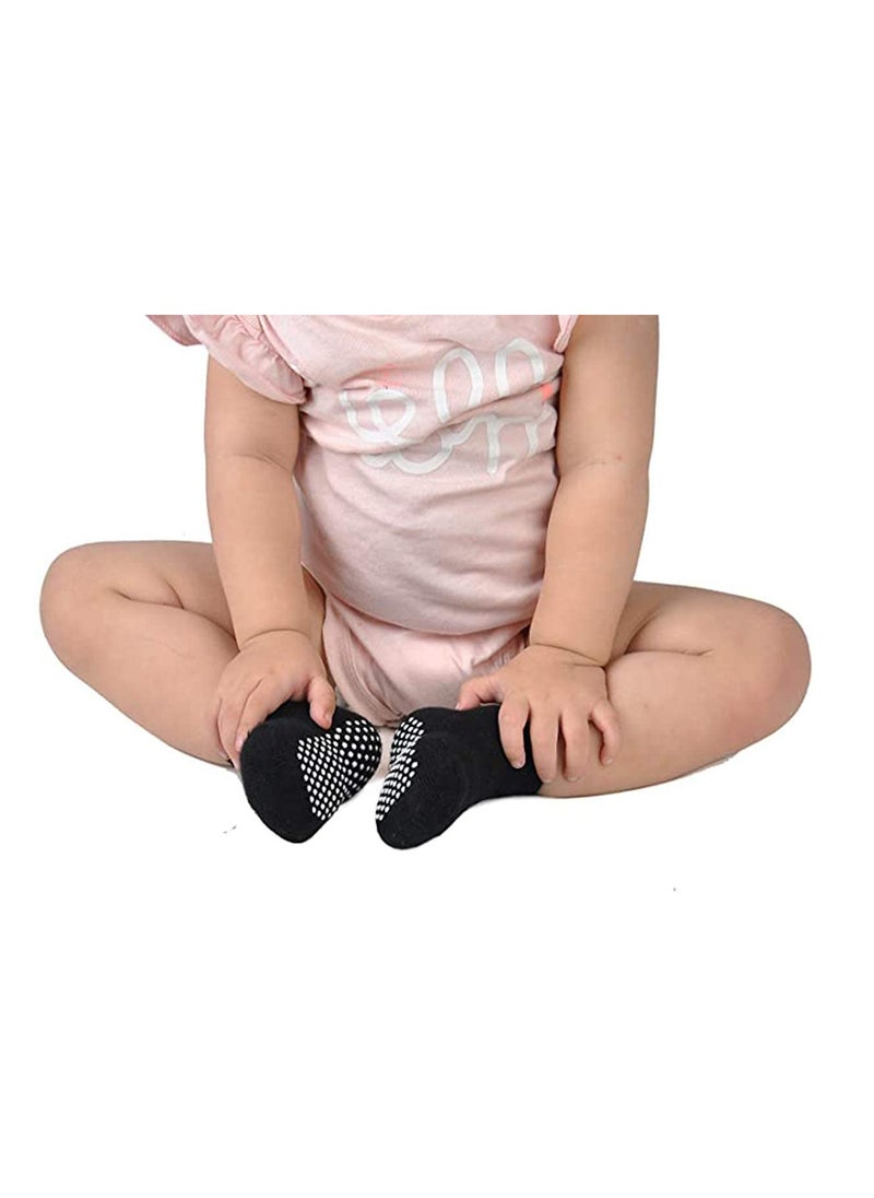 Excefore - Baby Non-Skid Socks, Unisex Cotton Half Cushion Grip Ankle Socks Infants and Toddlers with Non Skid Soles for Kids Boys Girls（12 Pair Pack,S） - Image 1