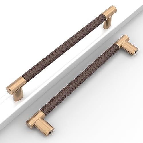 Coinkoly Knurled Cabinet Pulls CK4496 10 Pack Brown and Champagne 75192MM Hole Center - Image 1