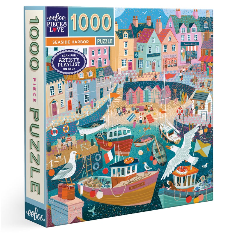 eeBoo 1000 Piece Puzzle Seaside Harbor Jigsaw Puzzle for Adults Square 23 x 23 Made with Recycled Board VegetableBased Ink - Image 2
