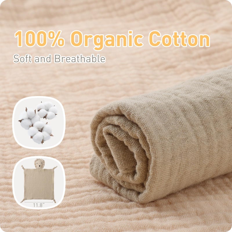 Knirose Premium Soft Muslin Cotton Lion Loveys Soft & Breathable Newborn Security Blanket, for Baby Boy Girl, Gender Neutral. Fabric for Comfortable Sleep & Play, Ideal for Newborns, Toddler - Image 5