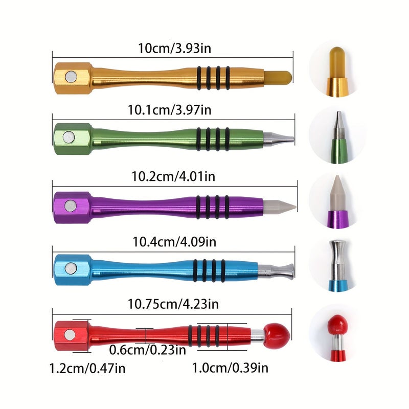 Paintless Dent Repair Kit Metal Tap Down Pen 5 Heads Tips Dent Removal Tools - Image 2