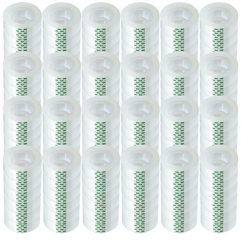 MJUNM 144 Rolls Transparent Tape, Clear Tape Refills for Dispenser, Tear by Hand, 3/4-Inch x900inch Clear Tape Refill Roll for Gift Wrapping,Office, Home, School - Image 1