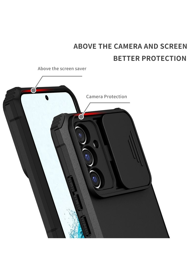 Samsung Galaxy A24 4G Black Mobile Phone Case Cover, Innovative Telescopic Bracket, Sliding Protection Camera Window, Bumper Shockproof Phone Back Cover  - Image 3