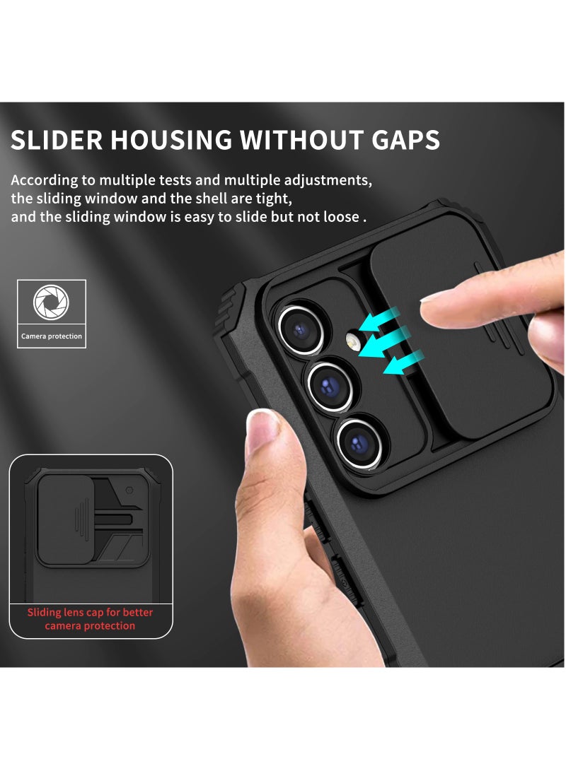 Samsung Galaxy A24 4G Black Mobile Phone Case Cover, Innovative Telescopic Bracket, Sliding Protection Camera Window, Bumper Shockproof Phone Back Cover  - Image 5