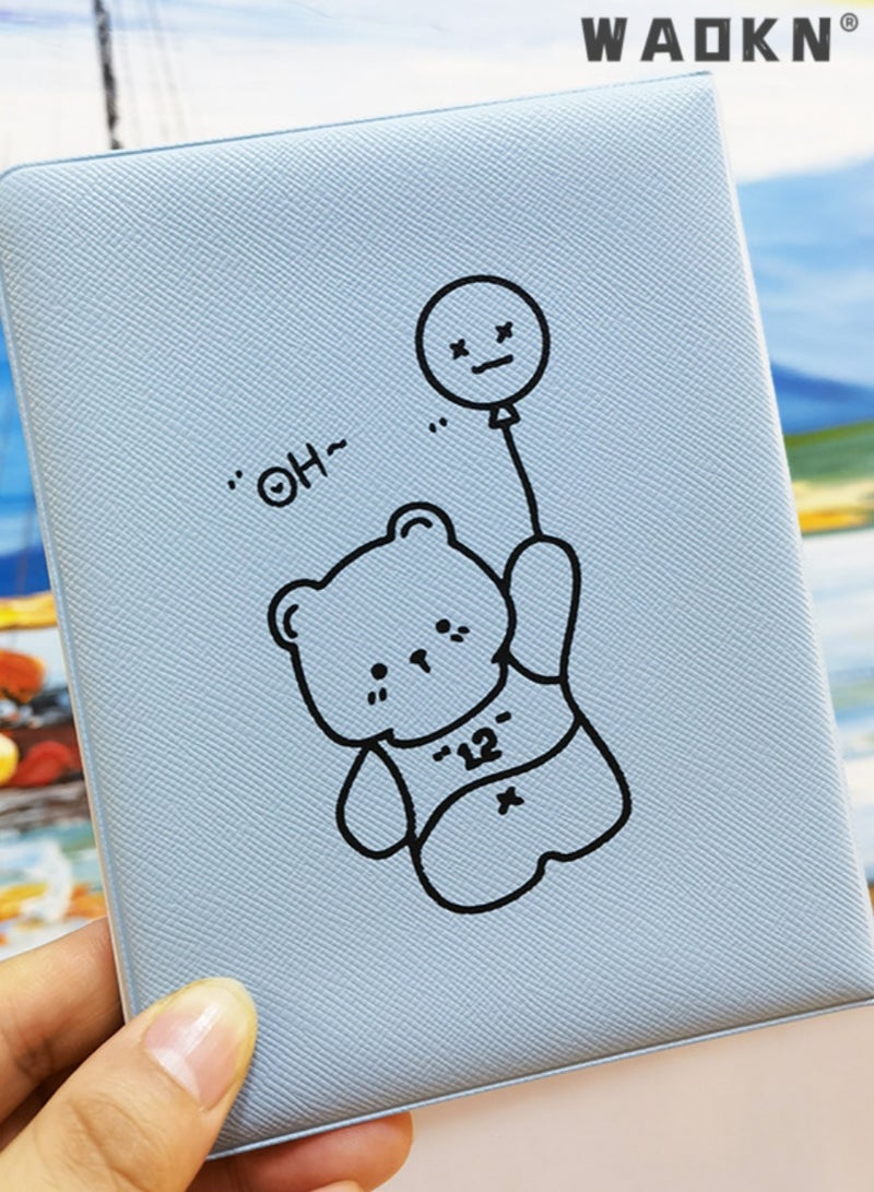 WAOKN Mini Photo Album Kpop Photocard Binder,Small Bear Hollow Card Binder Mini Album Blue Card Holder Business Card Book Holder,Collection Memorable Photos&ID Card&Group Photos&Party Photos  - Image 5