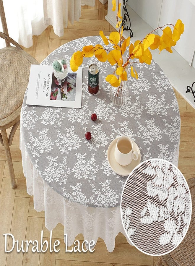 Jeloris Round Lace Tablecloth with Elegant Scalloped Bottom for Any Special Event Such as Wedding, Birthday Party, Baby Shower, Anniversary (48 inch, Style 1) - Image 4
