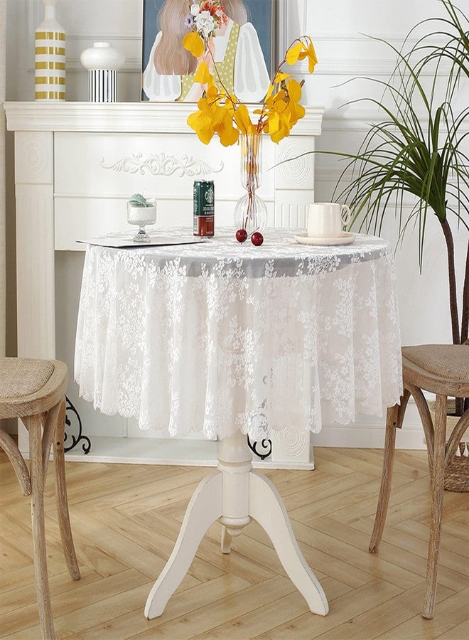 Jeloris Round Lace Tablecloth with Elegant Scalloped Bottom for Any Special Event Such as Wedding, Birthday Party, Baby Shower, Anniversary (48 inch, Style 1) - Image 2