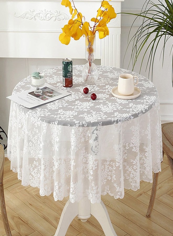 Jeloris Round Lace Tablecloth with Elegant Scalloped Bottom for Any Special Event Such as Wedding, Birthday Party, Baby Shower, Anniversary (48 inch, Style 1) - Image 1