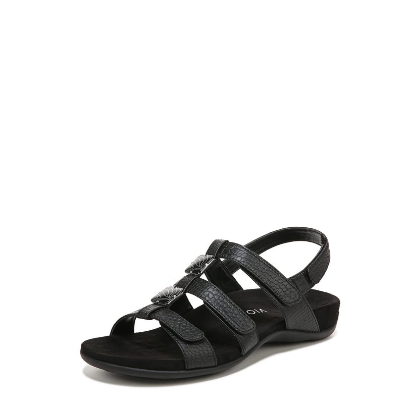 Vionic with Orthaheel Technology Women's Amber Black Croco Sandal 9 W - Image 4