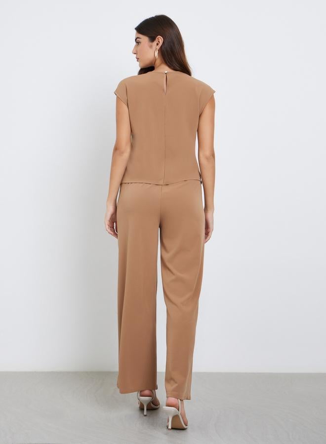 Amirah Brown Cap Sleeve Top and Pants Modest Set - Image 4