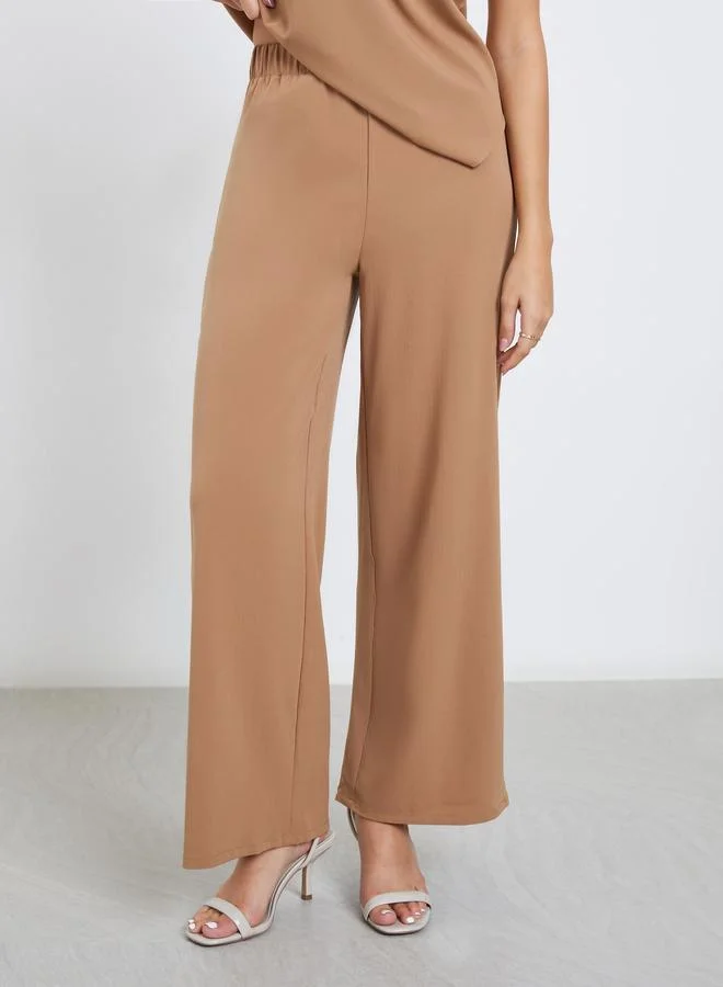 Amirah Brown Amirah Brown Cap Sleeve Top and Pants Modest Set for Women | Best Price UAE
