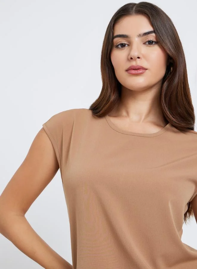 Amirah Brown Amirah Brown Cap Sleeve Top and Pants Modest Set for Women | Best Price UAE