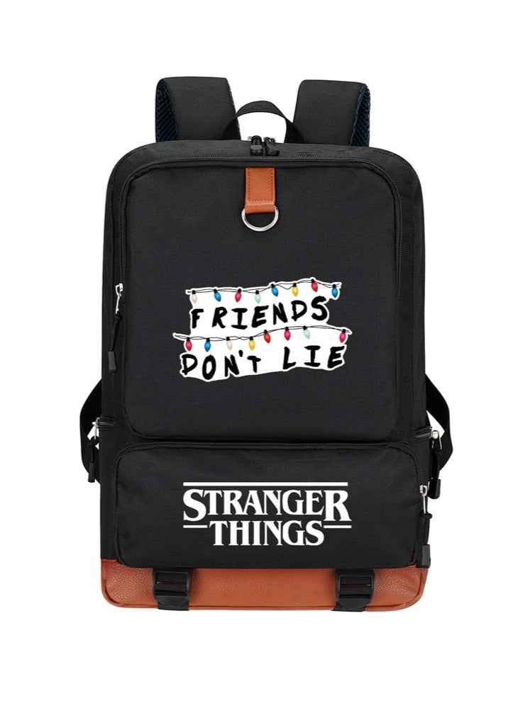 سترانجر ثينكينج حقيبة ظهر مطبوعة Stranger Things كبيرة السعة حقيبة مدرسية خفيفة الوزن للمراهقين والطلاب والمعجبين - Image 1
