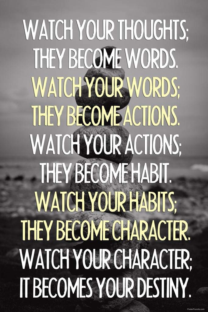 Poster Foundry Watch Your Thoughts Inspirational Poster Buddha Quotes Motivational Posters Gratitude Positivity Cool Wall Art Print Poster 16x24 - Image 1