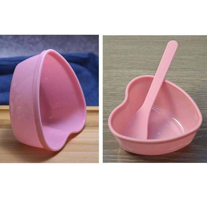 lasenersm 5 Sets Plastic Heart Shaped Facial Mask Mixing Bowl with Stirring Spatula Facemask Bowl Mud Mask Mixing Bowl DIY Skin Care Mixing Tool Kit for Lady Women Home Beauty Salon Use, Pink - Image 5