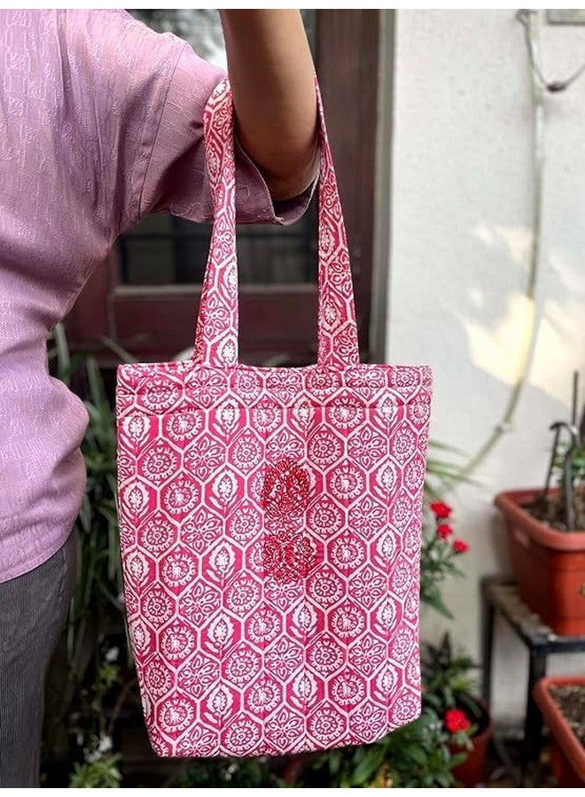 Nufab Ecofriendly Handblocked Tote Bag Women and Men Shoulder Bag Cotton Carry Bag Multipurpose Tote Bags - Image 3
