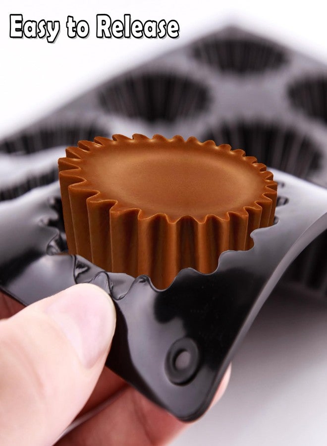 Inn Diary Peanut Butter Cup Molds 12-Cup Butter Bites Mold 2pcs Silicone Chocolate Candy Mold for Fat Bomb Chocolate Mini Peanut Butter Cup - Image 4