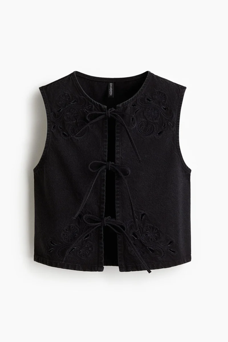 H&M Tie-front denim waistcoat