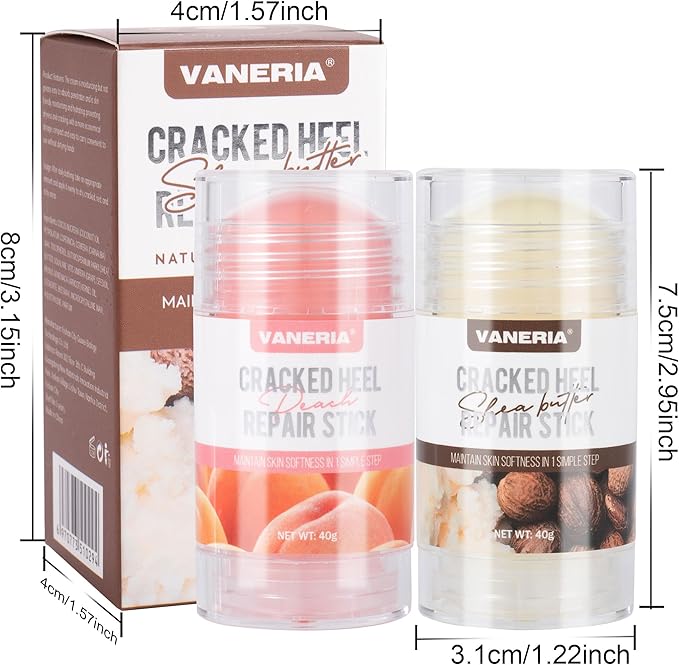 VANERIA Cracked Heel Repair Stick Heel Balm for Cracked Feet Treatment with Shea Butter Coconut Oil Deeply Moisturize Soften FeetExfoliates Dead Skin 40g Peach - Image 2