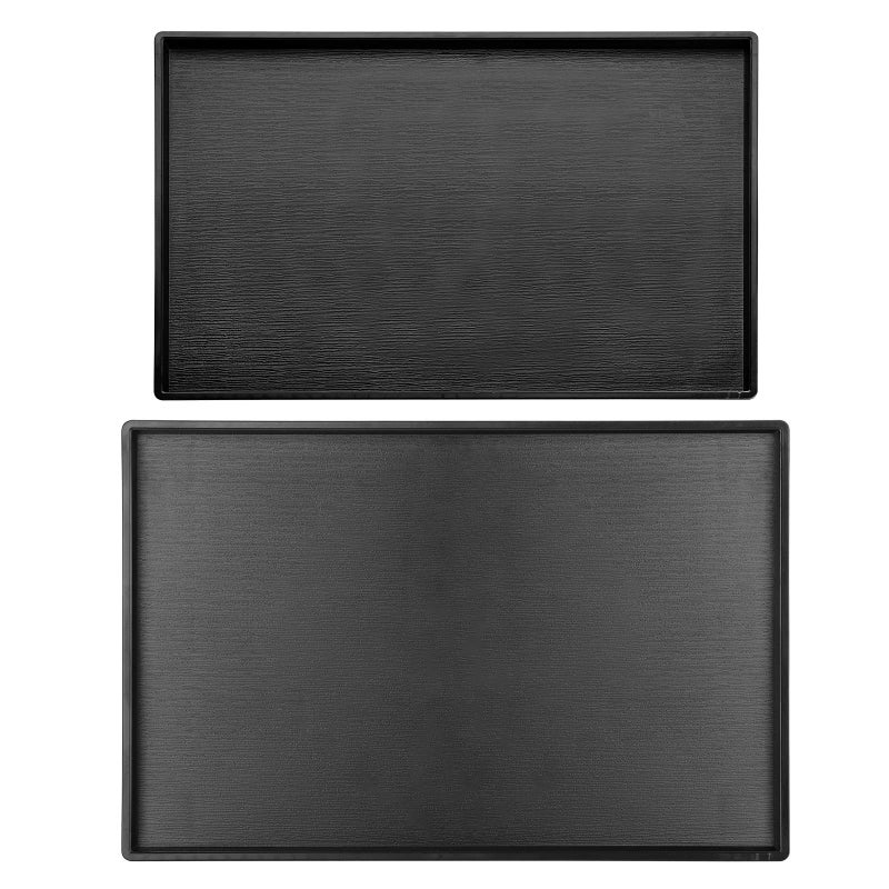 Cedilis 2 Pack Black Rectangular Serving Trays NonSlip MultiPurpose Plastic Cafeteria Tray for Coffee Table Kitchen Parties