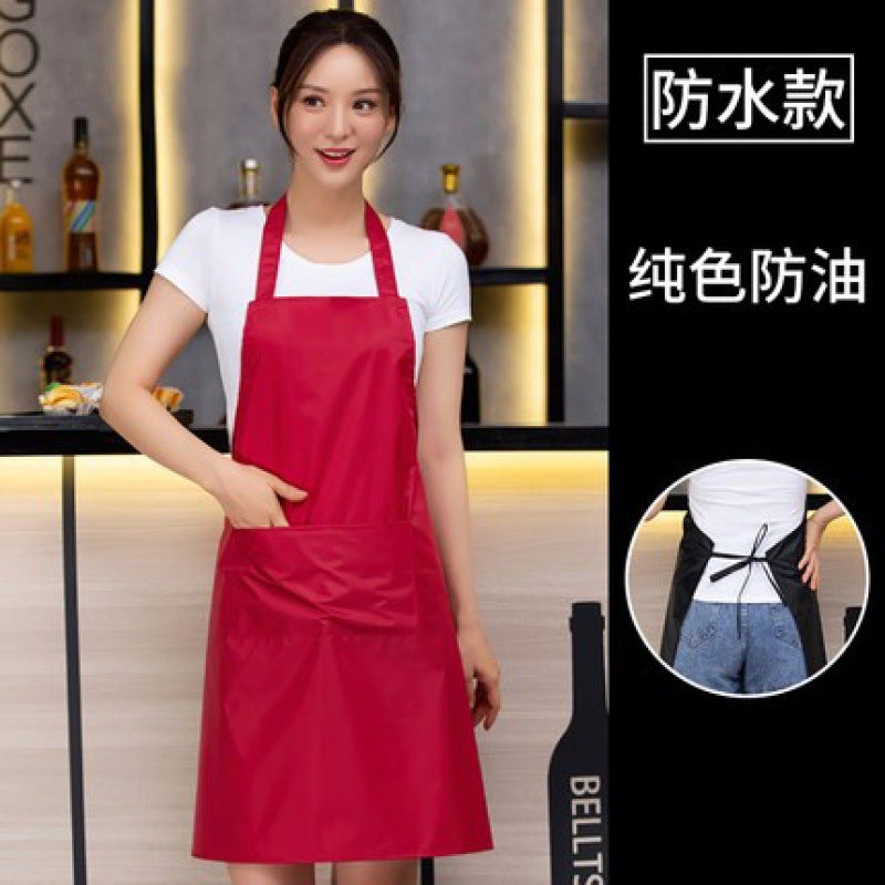 Chef Apron Mens Half-length Hotel Restaurant Restaurant Kitchen Kitchen Special White Waterproof Oil-proof Neck Neck Womens Neck Red hanging neck waterproof 
