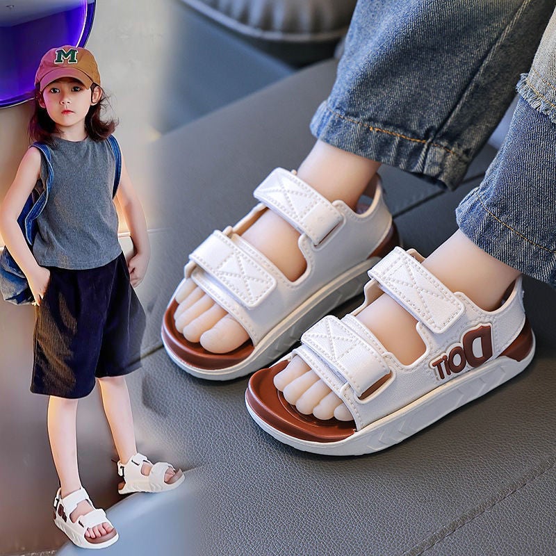 Childrens Boys Sandals New Summer Non-Slip Soft Sole Girls Internet Celebrated Baby Middle and Old Childrens Fashionable Beach Shoes khaki Upgrade - Image 4