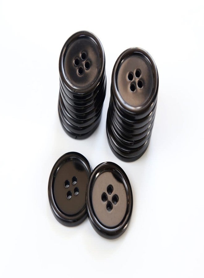 GANSSIA 1 Inch (25mm) Black Resin Buttons Sewing Flatback Button for Garment DIY Craft Decoration Pack of 50PCS - Image 5