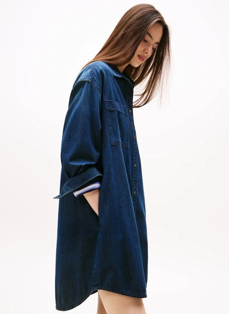 TOMMY JEANS Denim Relaxed Shirt Mini Dress