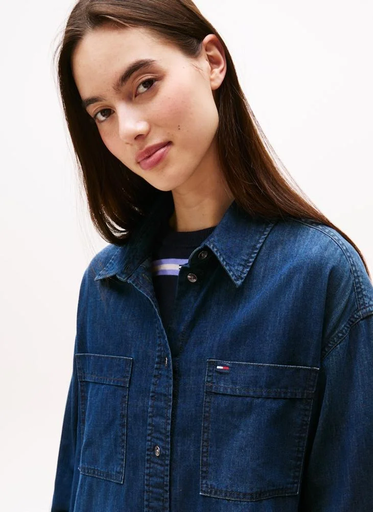 TOMMY JEANS Denim Relaxed Shirt Mini Dress