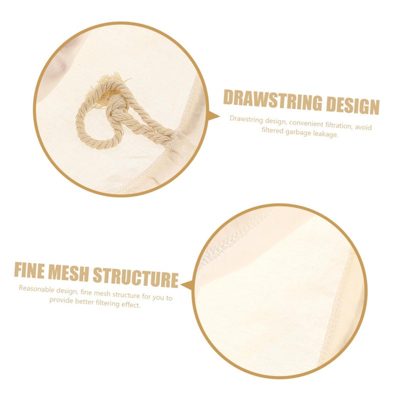 Reusable Cotton Nut Milk Bag Drawstring Filter For Soy Milk Cold Brew Food Strainer - Image 3
