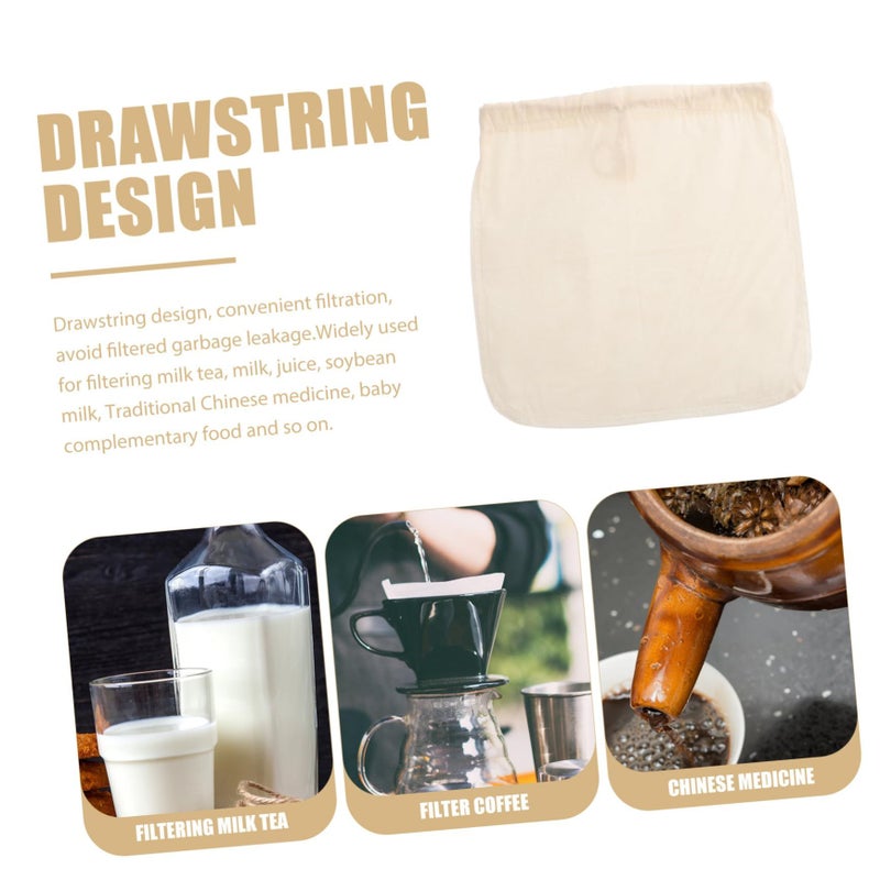 Reusable Cotton Nut Milk Bag Drawstring Filter For Soy Milk Cold Brew Food Strainer - Image 4