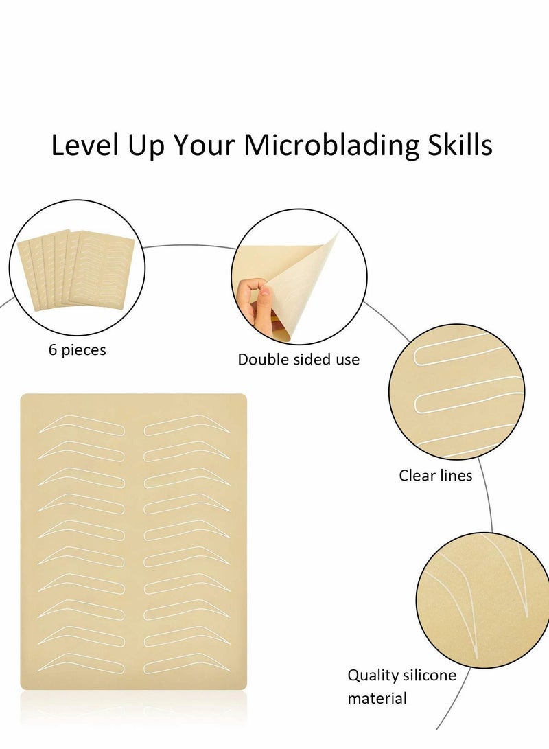 NIBEMINENT Eyebrow Practice Skin, 6 PCS Microblading Supplies Double Sided Skins for Permanent Makeup Silicone Skin Kits - Image 2