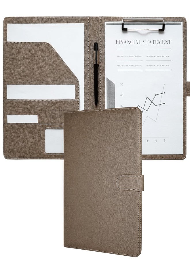 Zreal Padfolio Portfolio for Women and Men, Faux Leather Clipboard Folder with Document Organizer, Business Card & Pen Holder, Fits A4 Letter Size Legal pad for Work, Office & Conference (Taupe) - Image 1