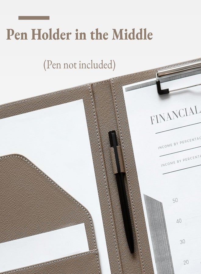 Zreal Padfolio Portfolio for Women and Men, Faux Leather Clipboard Folder with Document Organizer, Business Card & Pen Holder, Fits A4 Letter Size Legal pad for Work, Office & Conference (Taupe) - Image 4