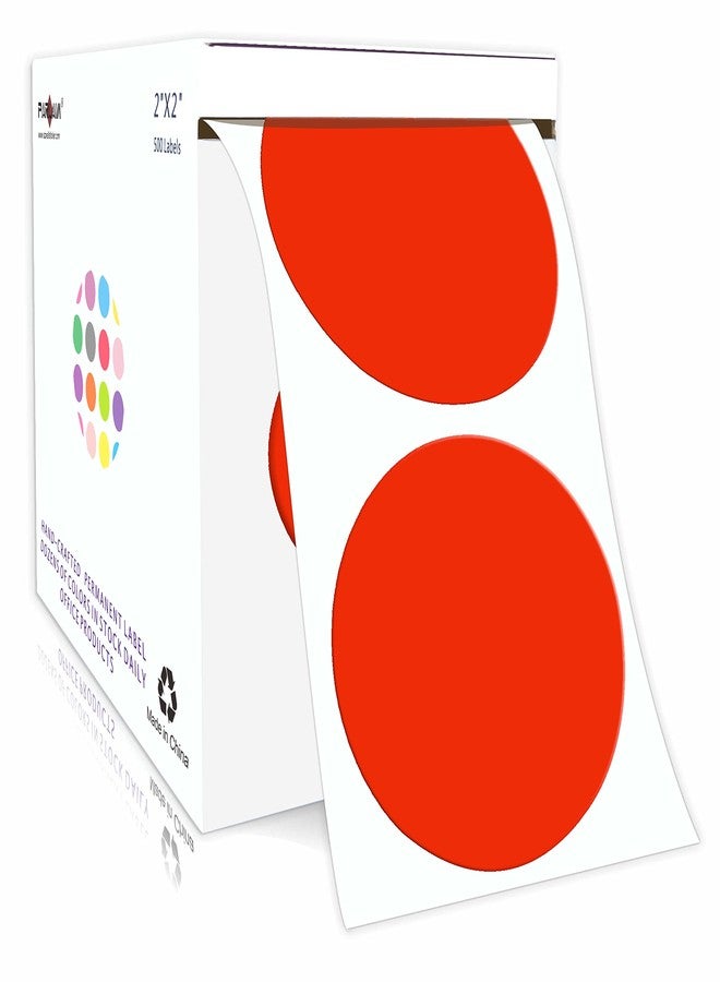 PARLAIM 2’’Color Coding Labels Stickers,500 per Roll Round Permanent Adhesive Circle Dot Stickers for Inventory Office Home - Image 1