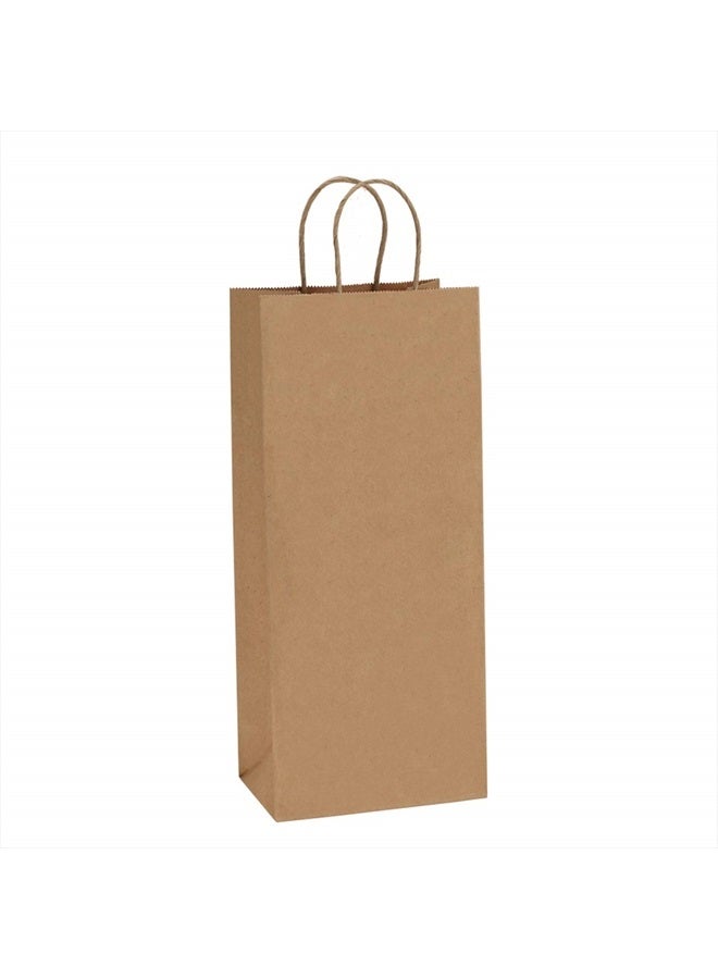 BagDream Kraft Paper Bags 5.25x3.25x13 Inches 50Pcs Wine Bags Paper Gift Bags Kraft Bags Retail Bags Brown Paper Wine Bags with Handles Bulk - Image 1