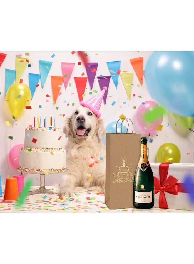 BagDream Kraft Paper Bags 5.25x3.25x13 Inches 50Pcs Wine Bags Paper Gift Bags Kraft Bags Retail Bags Brown Paper Wine Bags with Handles Bulk - Image 4