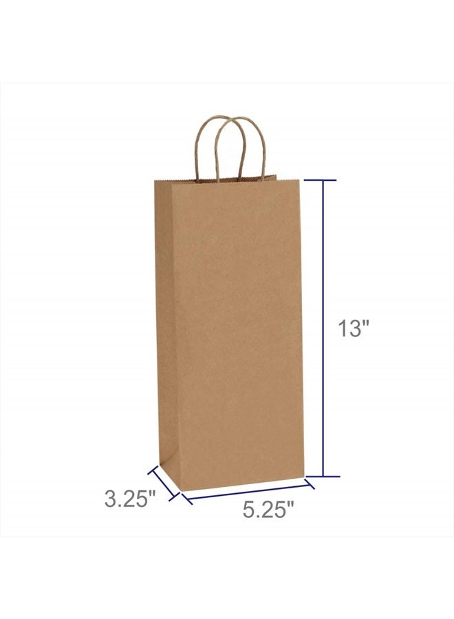 BagDream Kraft Paper Bags 5.25x3.25x13 Inches 50Pcs Wine Bags Paper Gift Bags Kraft Bags Retail Bags Brown Paper Wine Bags with Handles Bulk - Image 2
