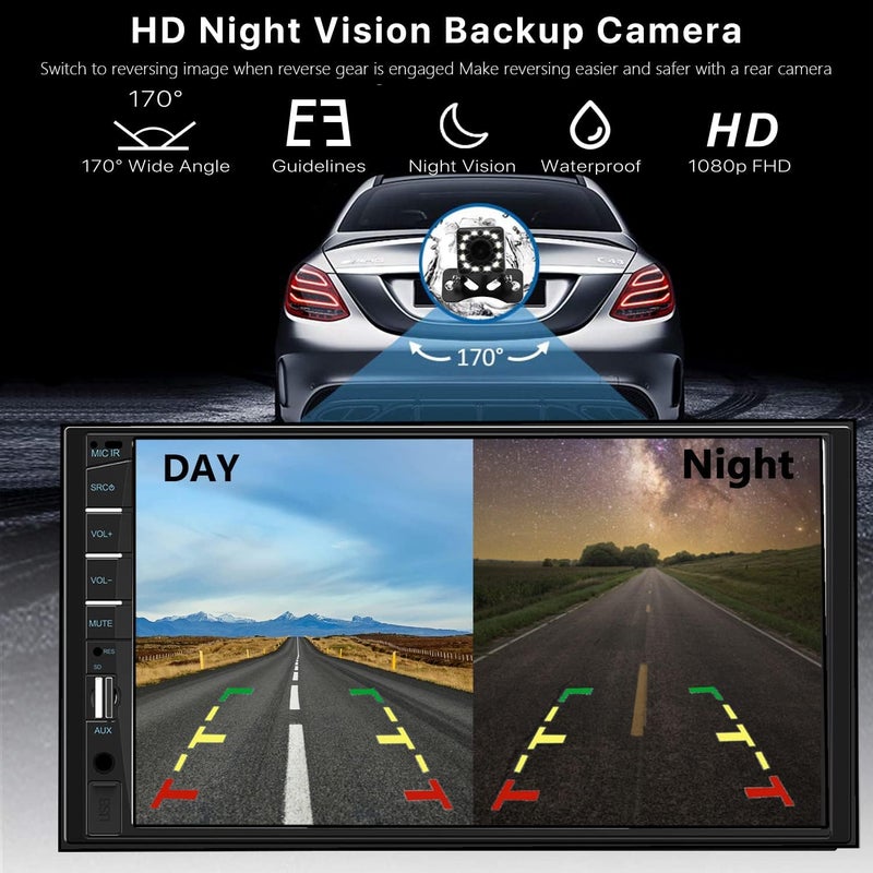 Naifay Double Din Car Stereo with Apple Carplay and Android Auto - 7 Inch HD Touchscreen - Image 5