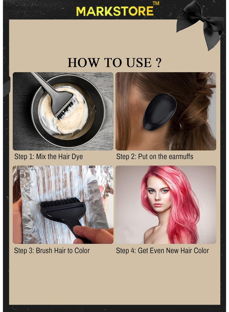مارك ستور مجموعة فرشاة شعر ووعاء لصبغ الشعر - مجموعة صبغ شعر قابلة للتخصيص مع وعاء خلط و3 فرش وقفازات فاخرة للاستخدام في الصالون والمنزل - Image 4
