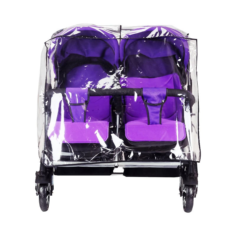 Twins Baby Pushchair Rain Cover Universal Stroller Waterproof Rainy Weather Guard Side by Side Double Carriage Outdoor Wind Dust Snow Protection Breathable Shield Transparent Accessories
