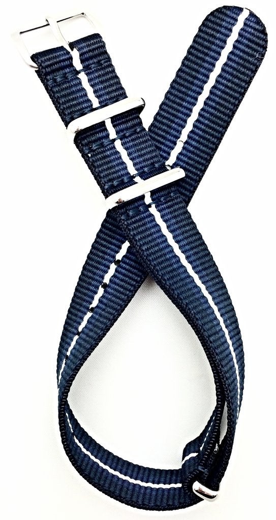 NewLife 18mm Navy Blue/Blue/White Watchband | Vintage, Military Style Watchstrap Nylon Fabric Replacement Wrist Band that brings to Any Watch (For Men and Women) - Image 5