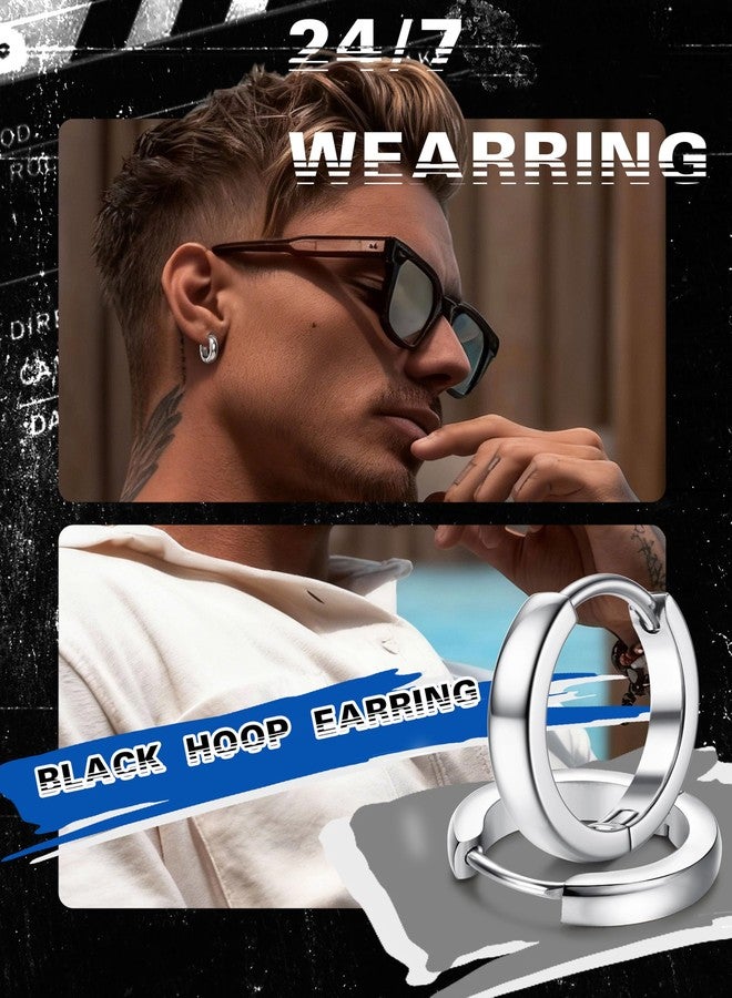 جي ستايل أقراط حلقية من الفولاذ المقاوم للصدأ من Jstyle، 3 أزواج، للرجال والنساء، مناسبة لثقب الأذن، مضادة للحساسية، متوفرة بأحجام 12/16/20 مم، بدون أحجار كريمة. - Image 4