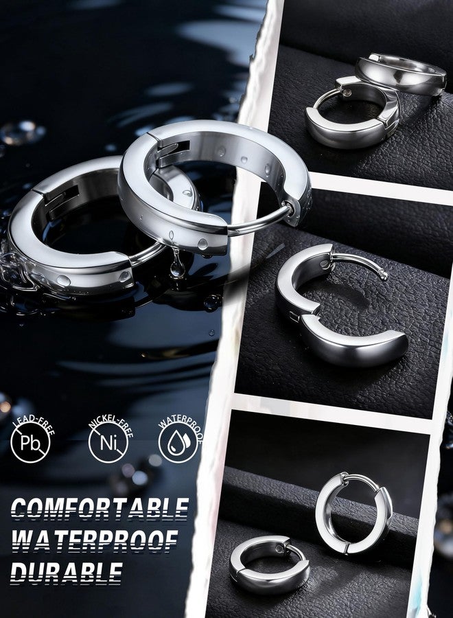جي ستايل أقراط حلقية من الفولاذ المقاوم للصدأ من Jstyle، 3 أزواج، للرجال والنساء، مناسبة لثقب الأذن، مضادة للحساسية، متوفرة بأحجام 12/16/20 مم، بدون أحجار كريمة. - Image 3