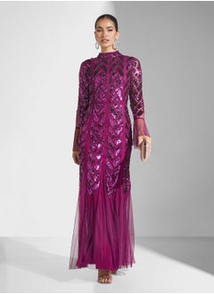 Amelia Rose Embellished Flare Sleeve Dress  - Image 4
