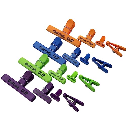 Chef Craft Select Plastic Bag Clip Set 16 piece set BlueGreenOrangePurple - Image 1