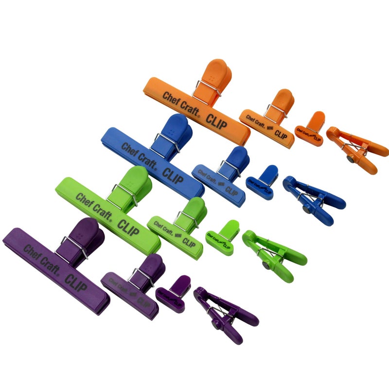 Chef Craft Select Plastic Bag Clip Set 16 piece set BlueGreenOrangePurple - Image 2