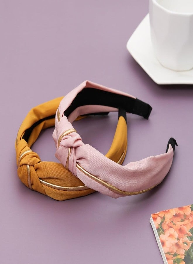 Yellow Bee Fabric, Plastic Fashionable Headbands for Girls (Pink and Yellow, One Size) - Pack of 2 - Image 3