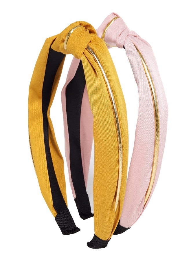Yellow Bee Fabric, Plastic Fashionable Headbands for Girls (Pink and Yellow, One Size) - Pack of 2 - Image 2