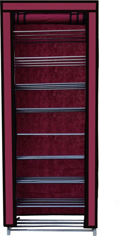 SANAMSTORE سانام ستور أنبوب معدني متعدد الاستخدامات 9 طبقات مع غطاء قماش غير منسوج 100 جرام لكل متر مربع رف للأحذية والألعاب والكتب مارون - Image 4
